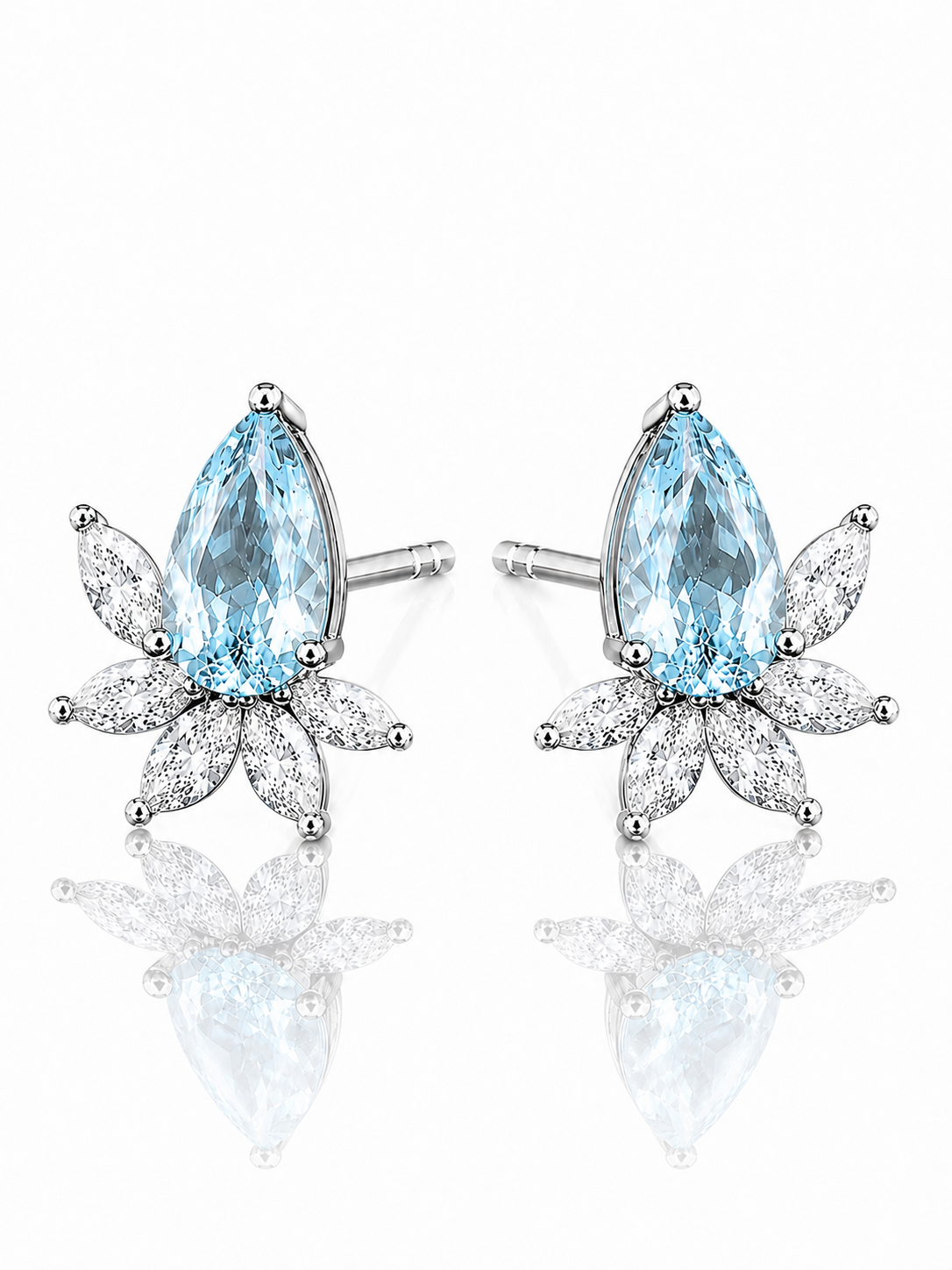 Celestial Bloom Lab-Grown Aquamarine Earrings