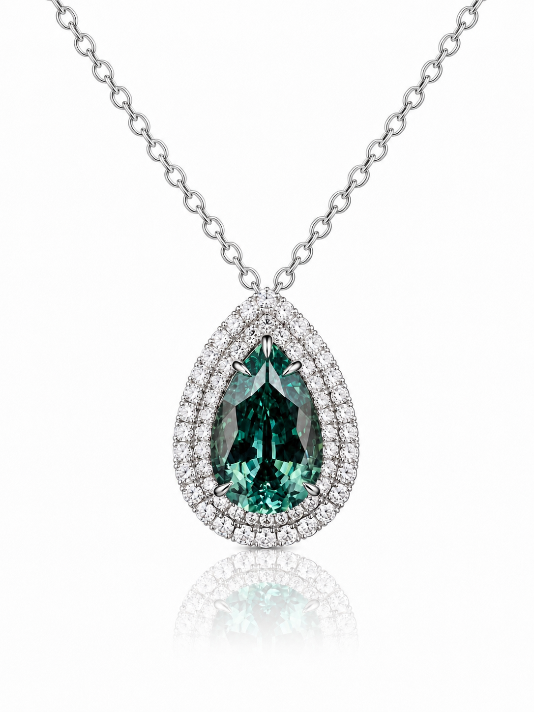 Aqua Teardrop Lab Grown Sapphire Pendant