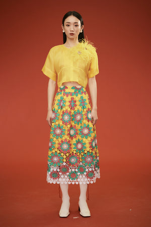 Huang Paneled Lace Skirt