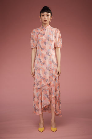 YuXin Mandarin Collar Asymetrical Dress