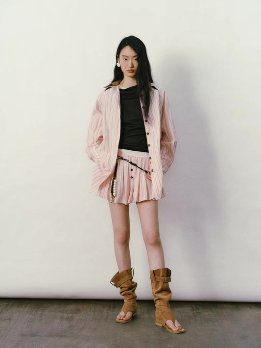 Lettie Oversize Stripe Suitset - Top & Skort