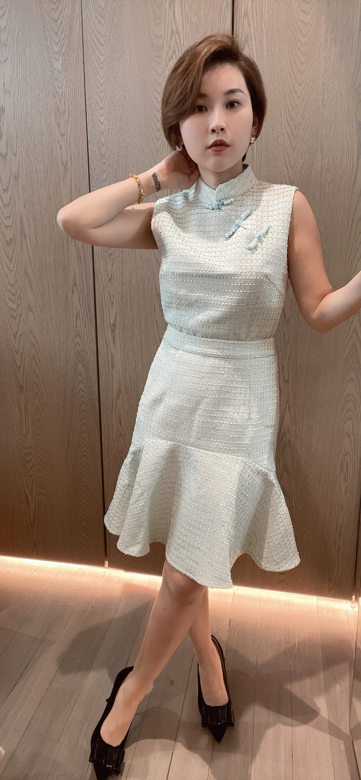 Chanchan Ruffle Hem Tweed Skirt