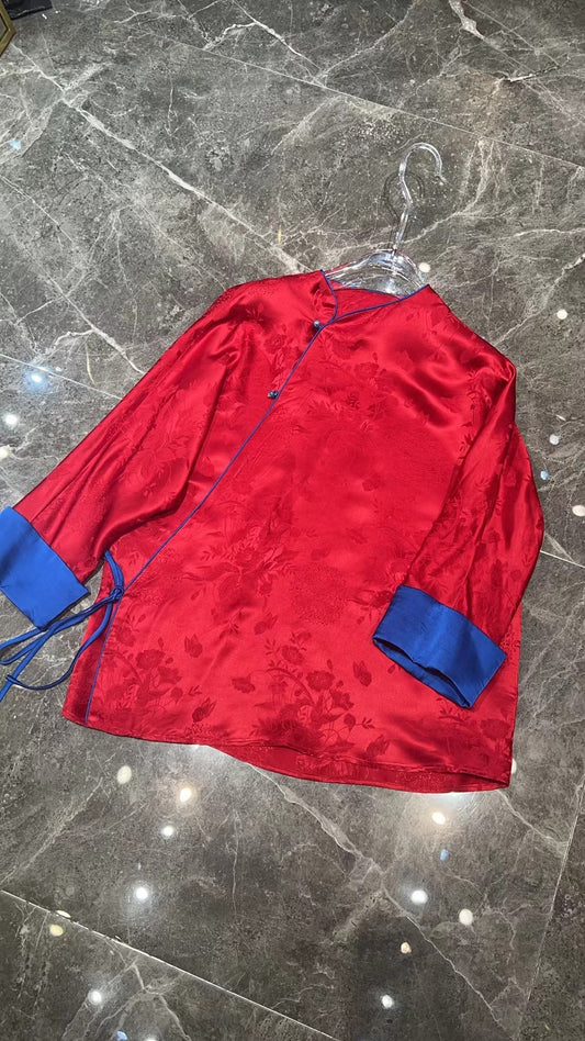 Nora Mandarin Oriental Long Sleeve Blouse