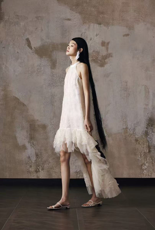 Stefania Halter Neck Asymmetrical Dress