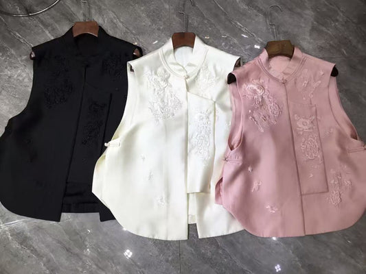 Delilah Sleeveless Embroidery Vest