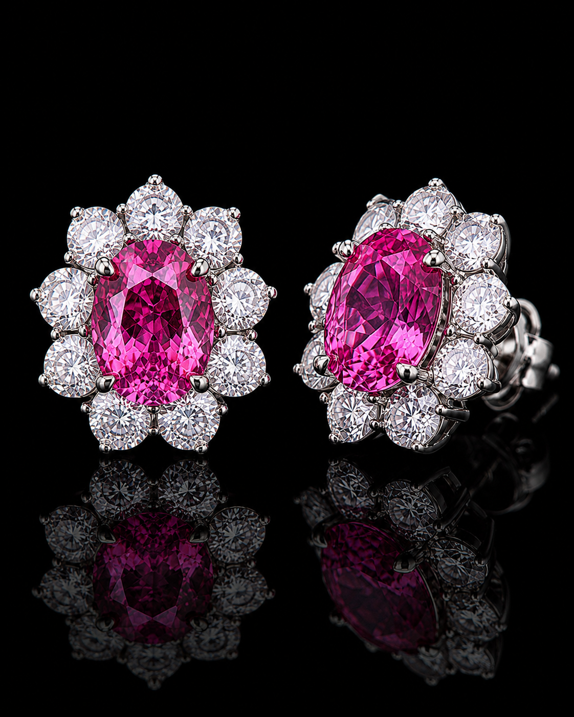 Fuchsia Bloom Pink Sapphire Stud Earrings