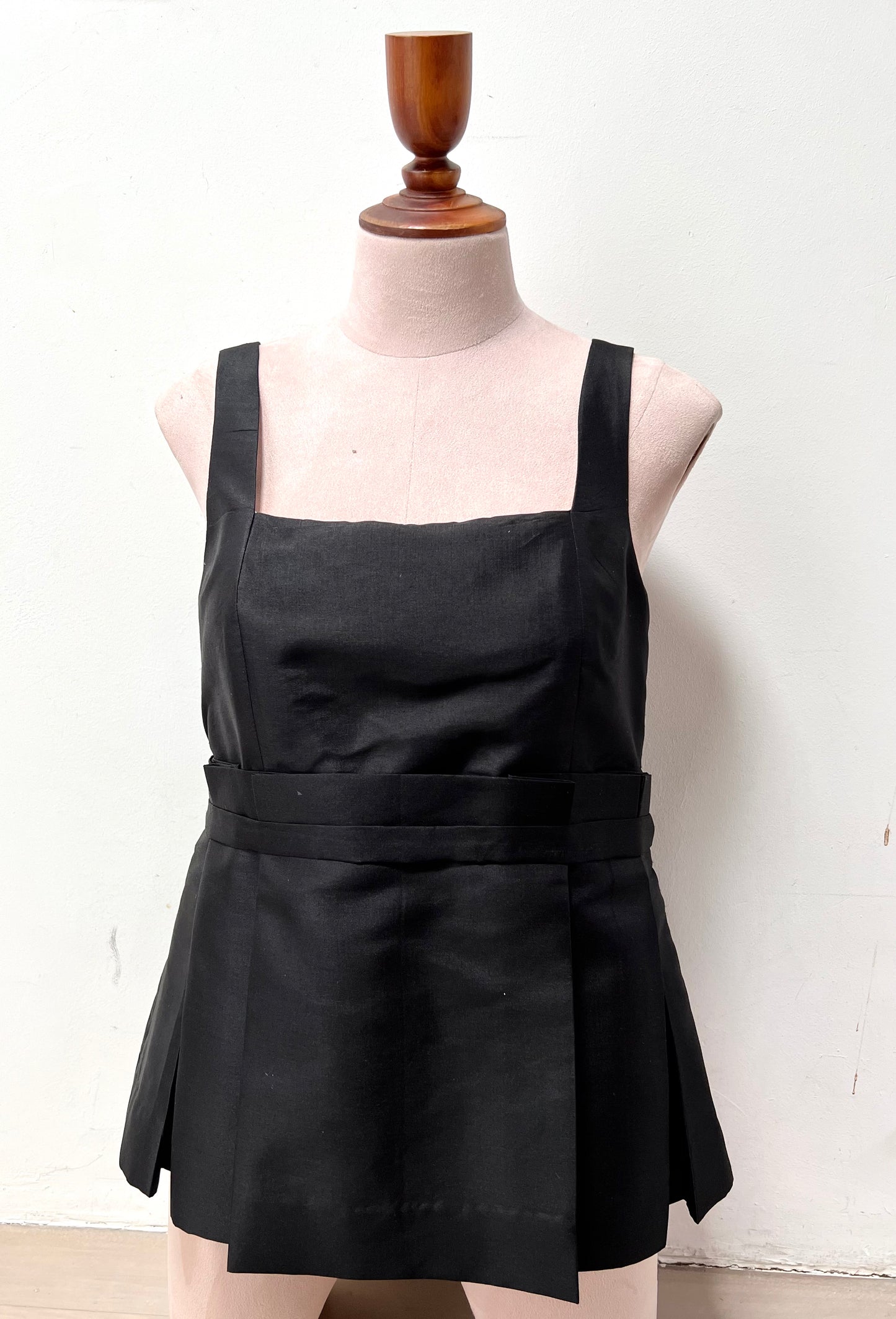 IYKYK Bobbin Square Neck Peplum Silk Top