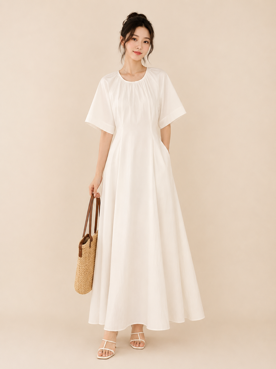 Élan Cotton Puff-Sleeve Dress