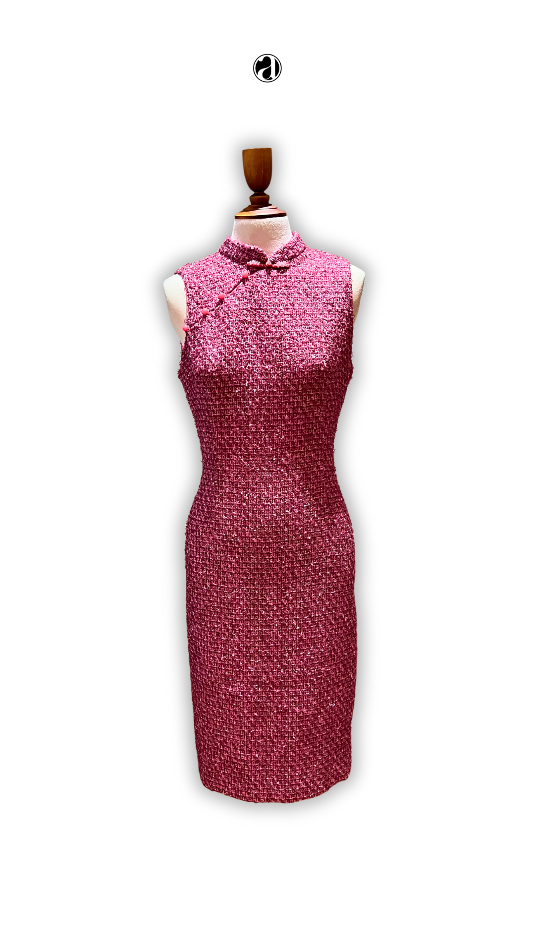 YiNuo Sleeveless Tweed Cheongsam