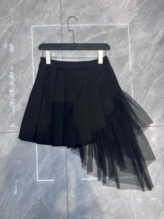 Adhya Pletaed Mesh Mini Skirt
