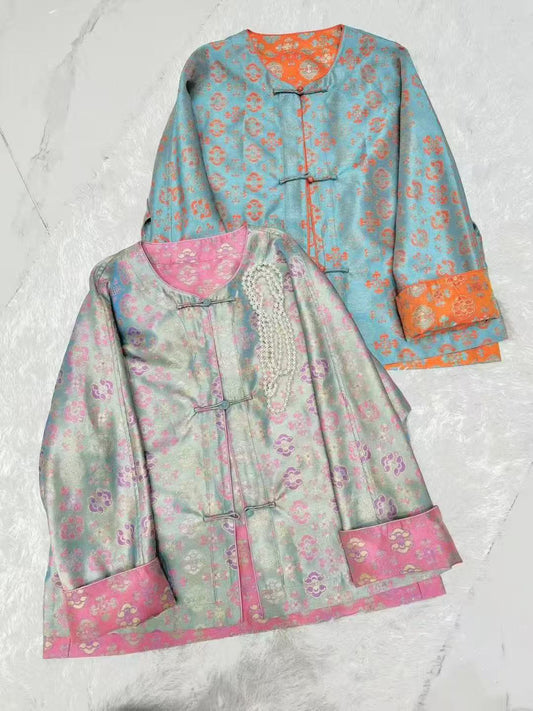 Bao Yu Silk Brocade Folded Sleeve Jacket