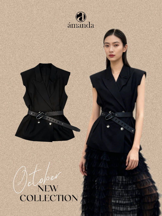 Tiya Vest Coat with Belt