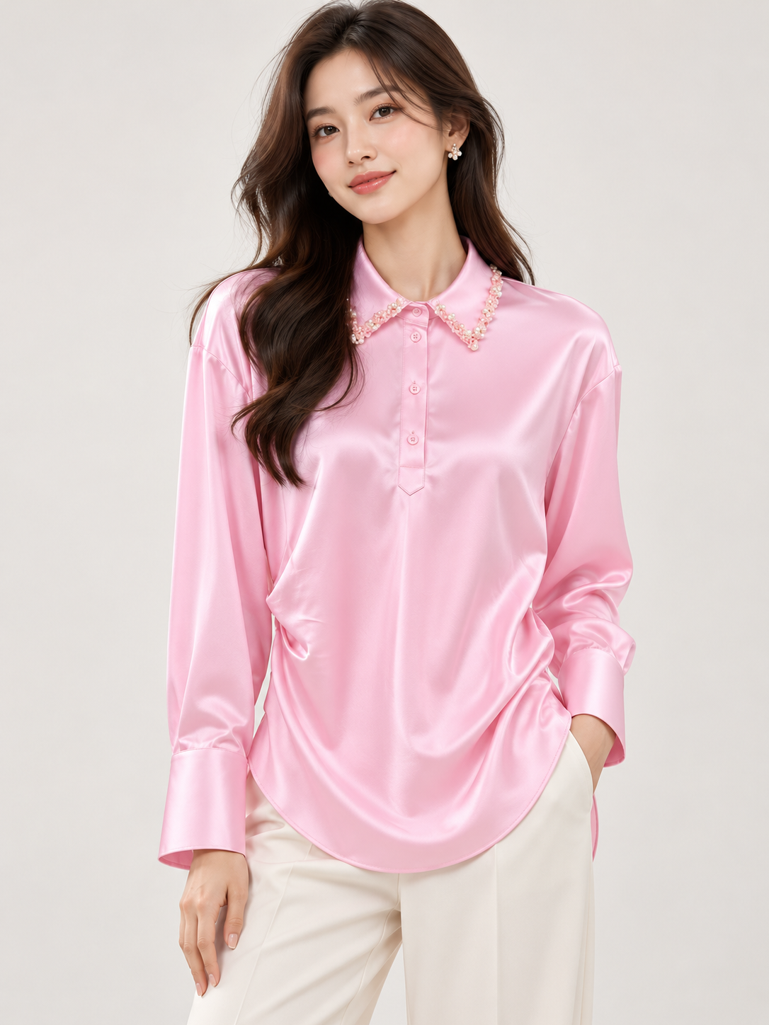 Elena Silky Embellished Blouse