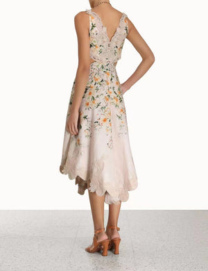 Christabel Lace Trim Floral Cut Off Dress