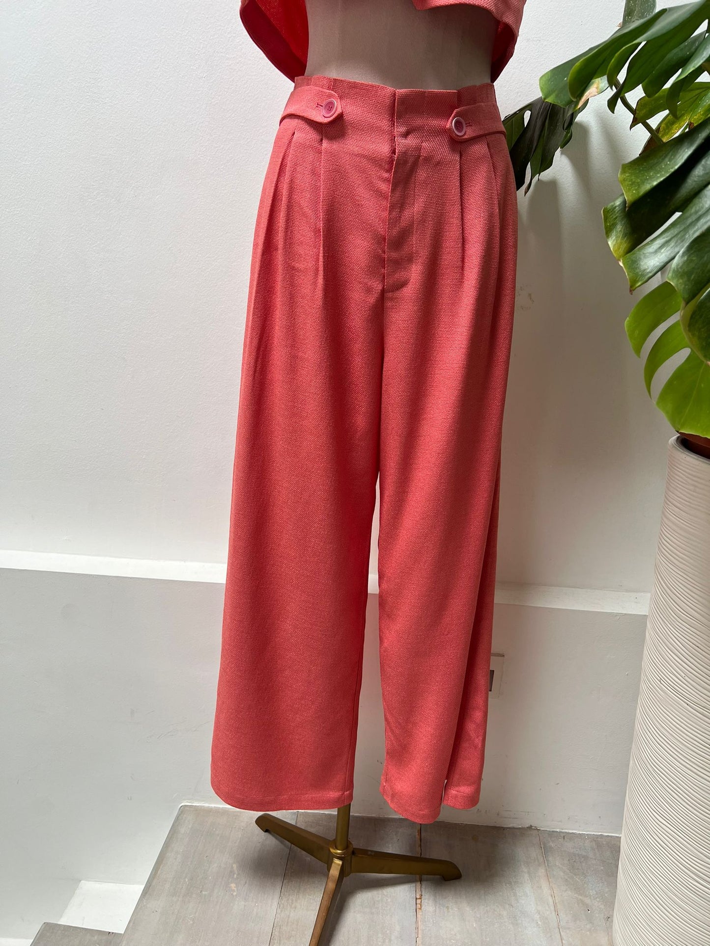 IYKYK Nicolette Waist Button Wild Leg Pants