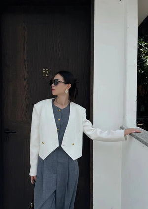 Chanxin Long Sleeve Tweed Blazer
