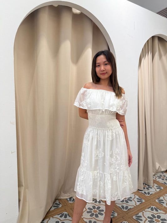 Grethe Ruffle Off Shoulder Dress