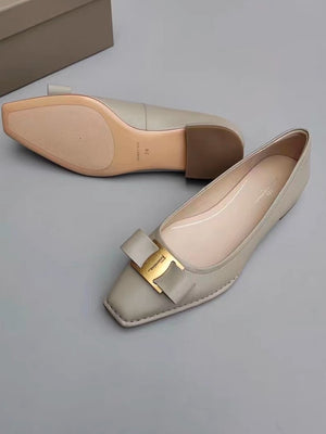 Leslie Bow Leather Flats