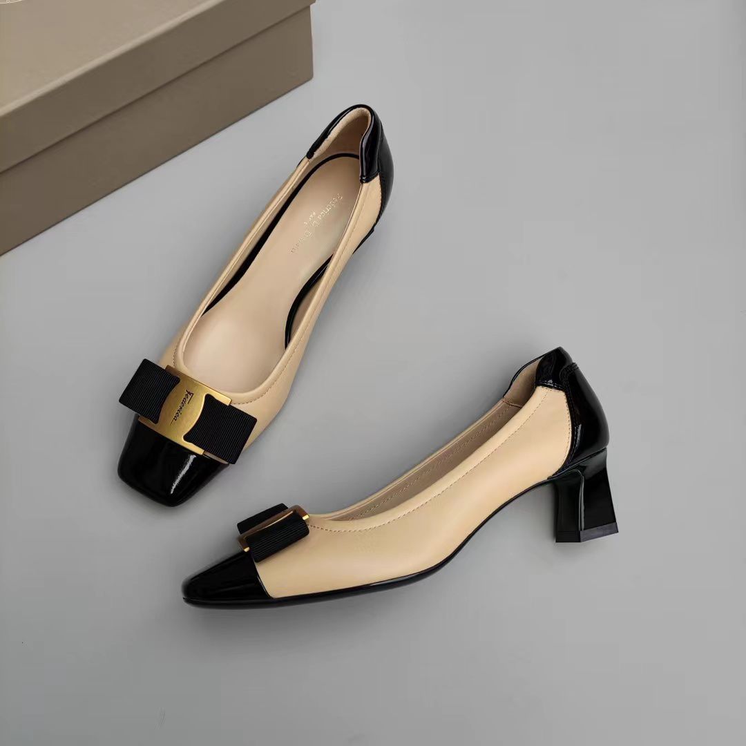 Leslie Bow Colorblock Mid-Heels