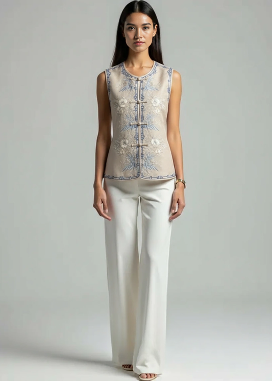 Ying Yue Embroidery Silk Vest