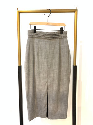 Daphne Classic Pleated Waist Front Slit Skirt