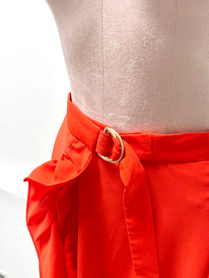 Cyclamen Asymmetrical Ruffle Hem Skirt