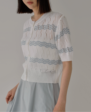Wave Round Neck Knitted Top