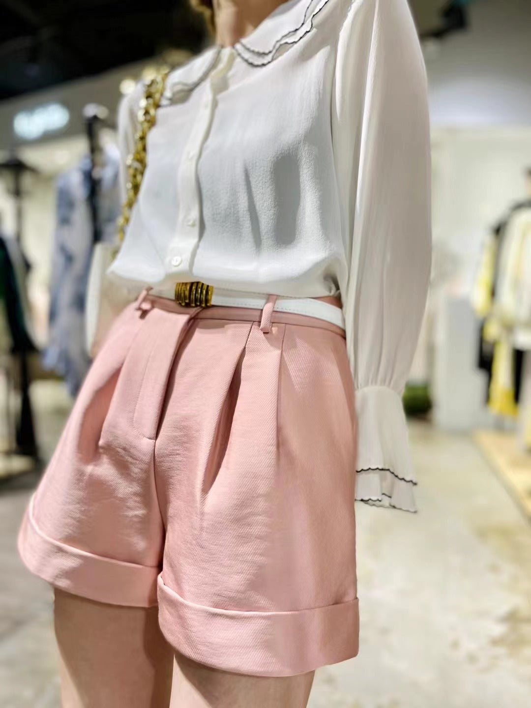 Kaelie Doll Collar Silk Blouse