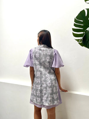 Albertine Pufft Sleeve Dress & Lace Vest Set
