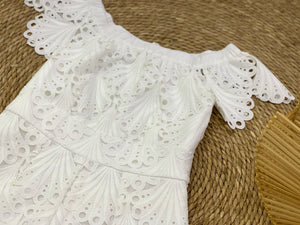 Zani Embroidery Lace Off-Shoulder Romper