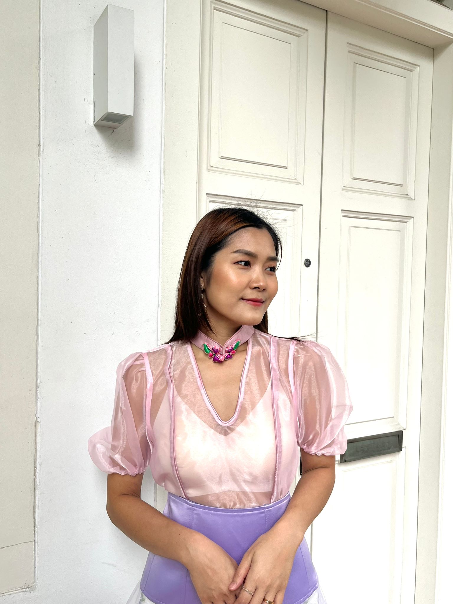 Colette Puffy Sleeve Sheer Top