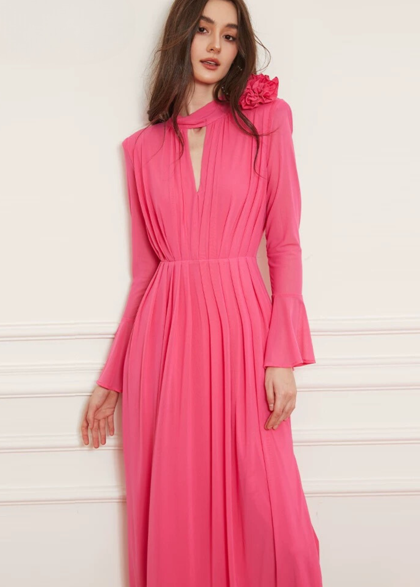 Mallory Key Hole Bell Sleeve Dress