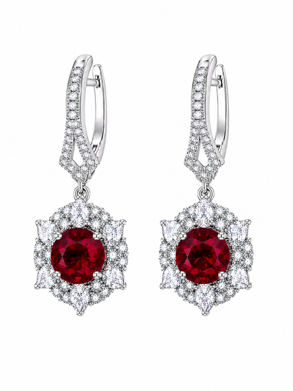 Crimson Fleur Lab-Grown Ruby Earrings