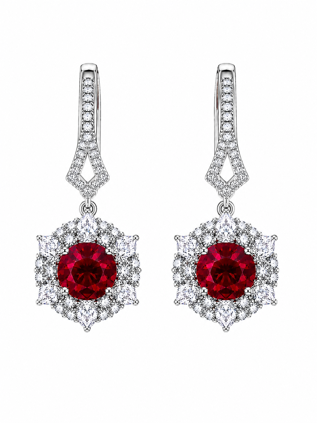 Crimson Fleur Lab-Grown Ruby Earrings