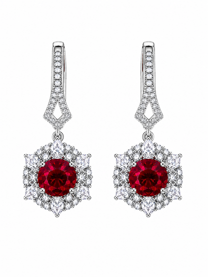 Crimson Fleur Lab-Grown Ruby Earrings
