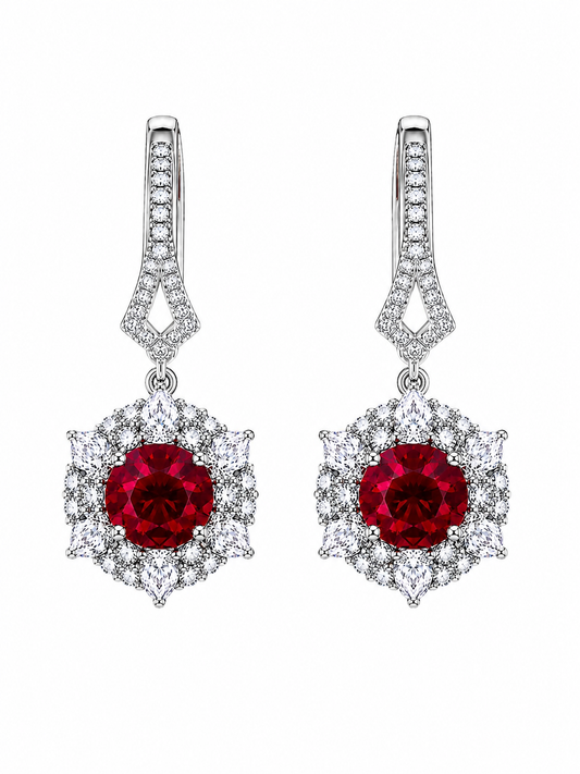 Crimson Fleur Lab-Grown Ruby Earrings