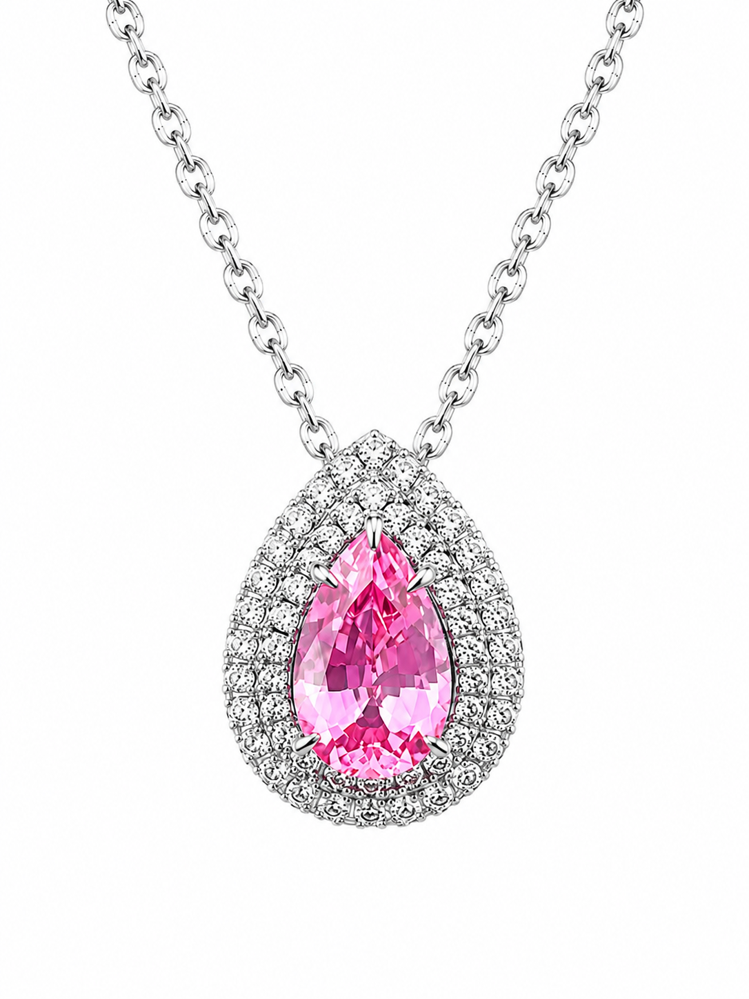 Rosé Teardrop Lab-Grown Padparadscha Necklace
