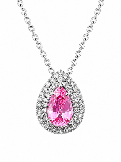 Rosé Teardrop Lab-Grown Padparadscha Necklace