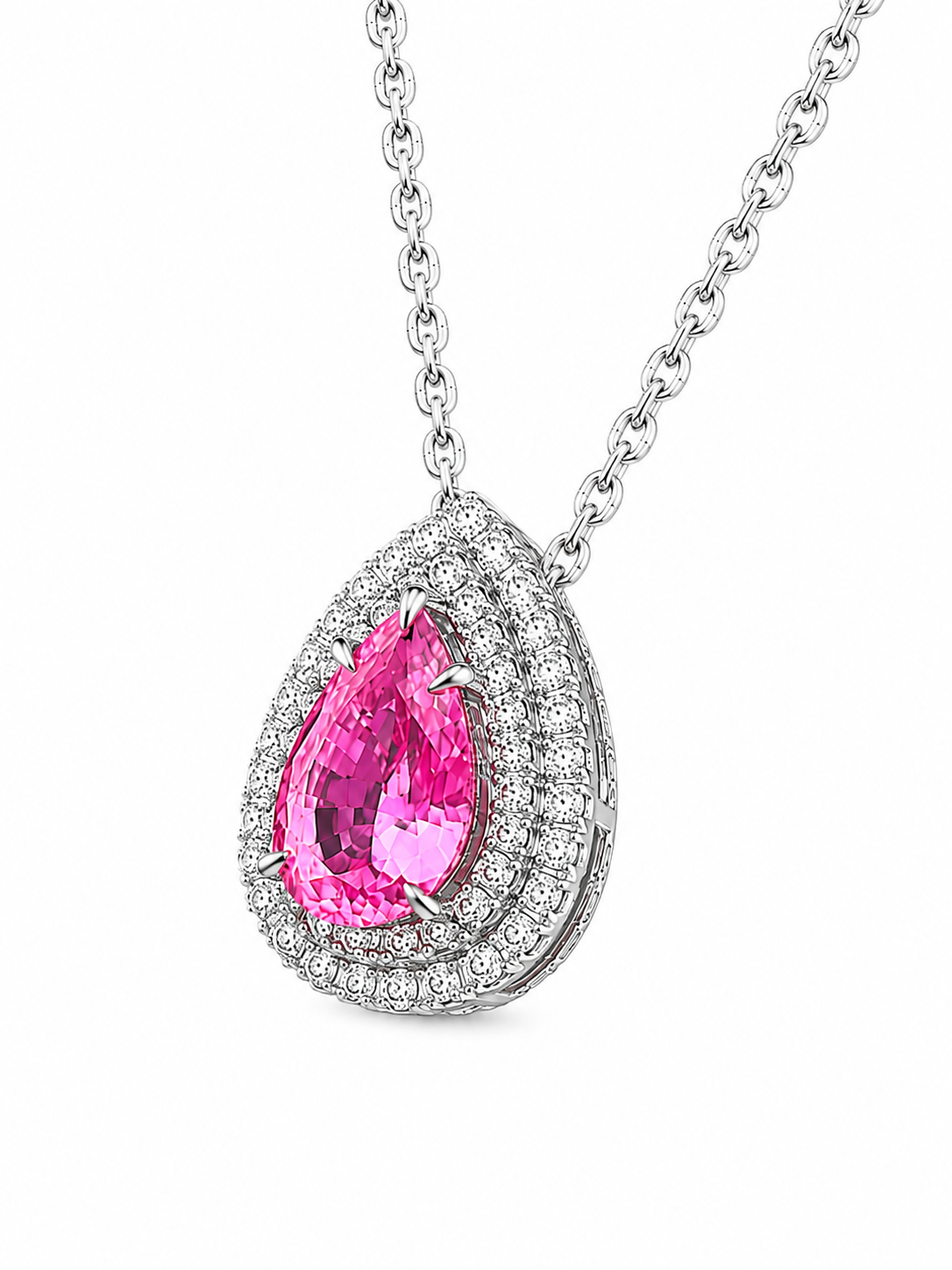 Rosé Teardrop Lab-Grown Padparadscha Necklace