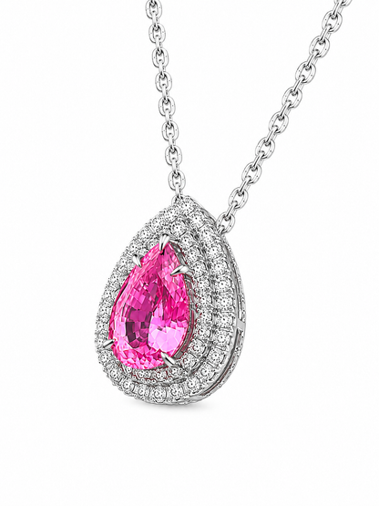 Rosé Teardrop Lab-Grown Padparadscha Necklace