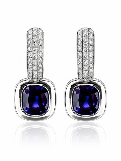 Midnight Halo Lab-Grown Sapphire Earrings