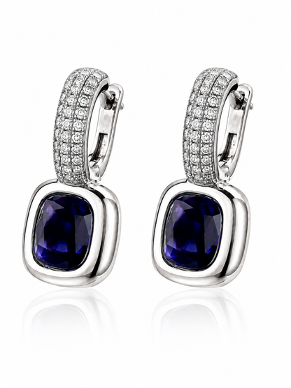 Midnight Halo Lab-Grown Sapphire Earrings