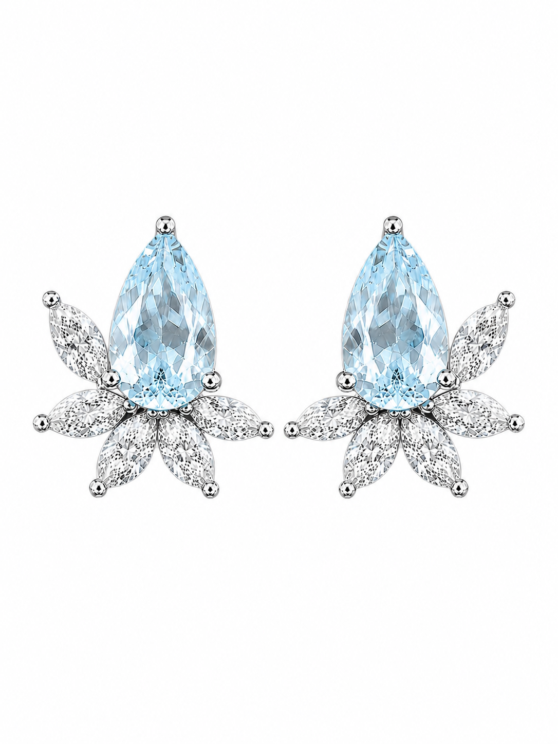 Celestial Bloom Lab-Grown Aquamarine Earrings