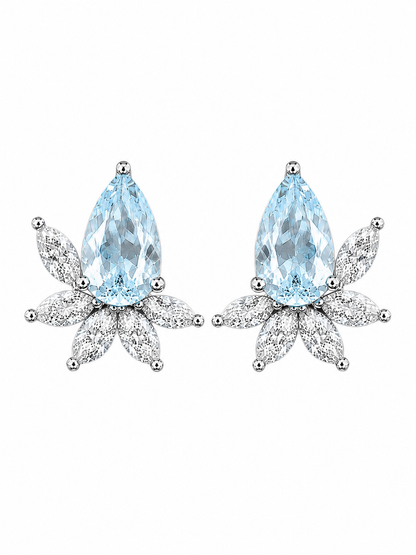 Celestial Bloom Lab-Grown Aquamarine Earrings