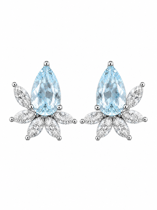 Celestial Bloom Lab-Grown Aquamarine Earrings