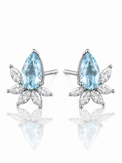 Celestial Bloom Lab-Grown Aquamarine Earrings