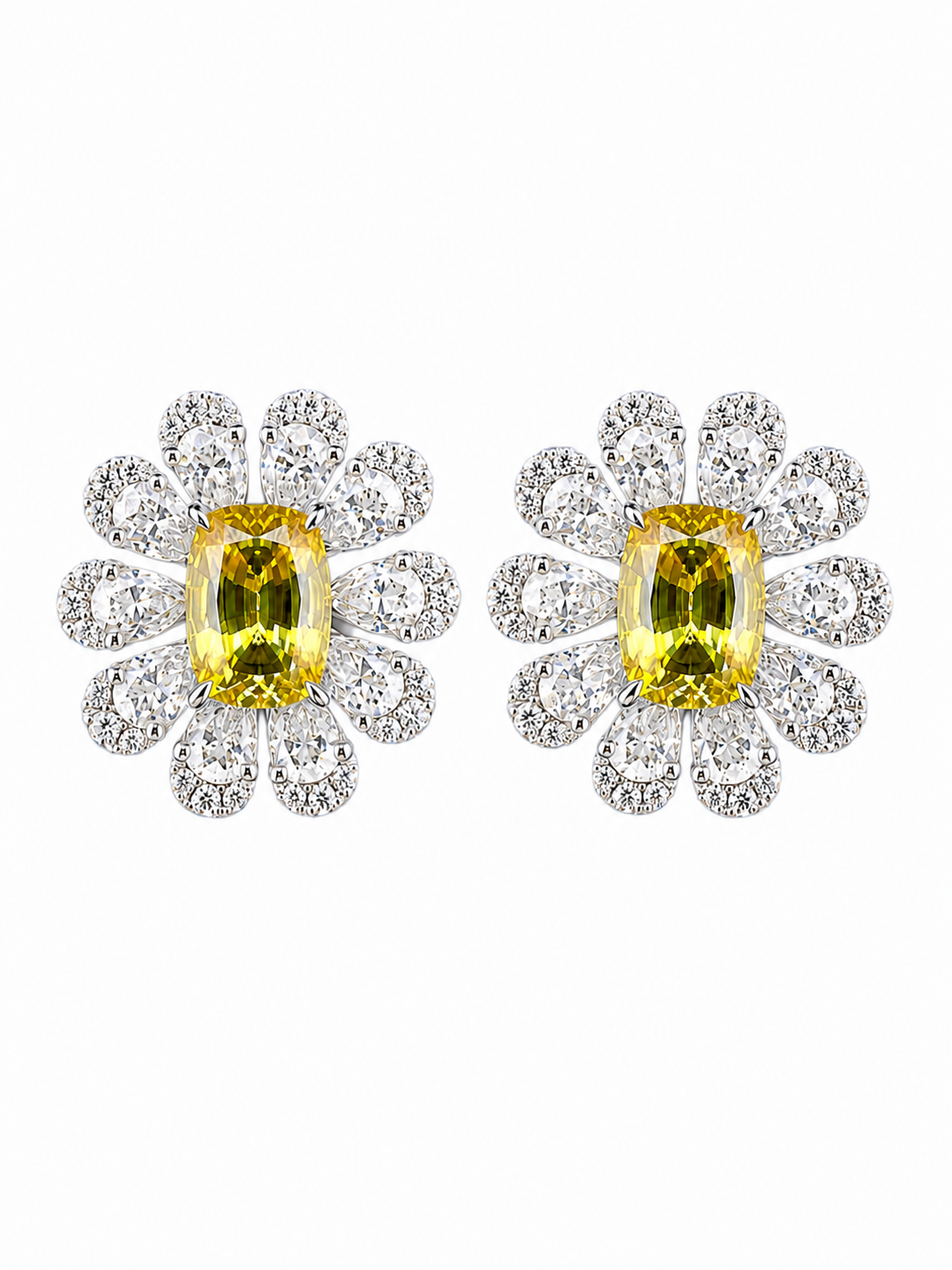 Golden Daisy Lab-Grown Sapphire Earrings