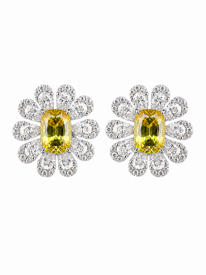Golden Daisy Lab-Grown Sapphire Earrings
