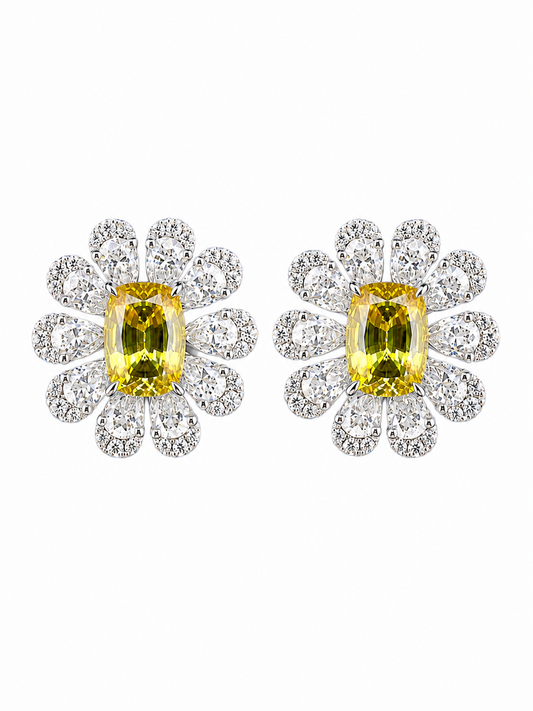 Golden Daisy Lab-Grown Sapphire Earrings
