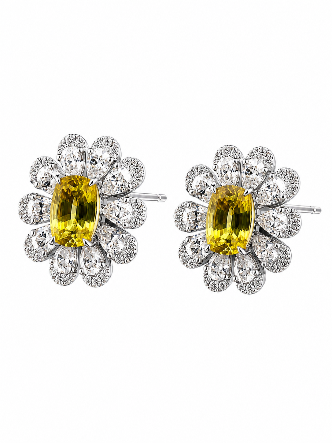 Golden Daisy Lab-Grown Sapphire Earrings